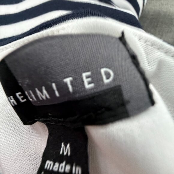 The Limited Striped Fit & Flare Dress Navy White Medium Cocktail, Casual, Event - Picture 2 of 12